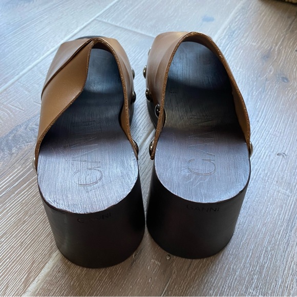 Ganni Brown Open Toe Studded Clog - Leather - Picture 12 of 13